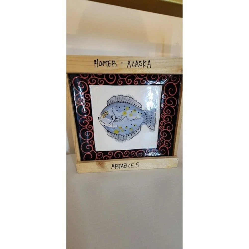 Artables Debra‎ Durrer Homer Alaska Fish Pottery Plate Hand Painted Decor Cabin